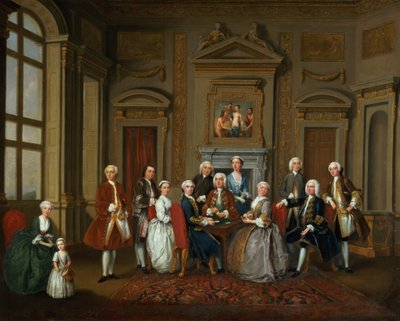 Eine Familie in einem palladianischen Interieur (Die Tylney-Gruppe), 1740 von Joseph Francis Nollekens